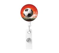 Bobine di badge retrattile porta badge sfondo palla da calcio resistente porta lotto nome ID badge clip per impiegato dottore infermiera ID badge bobina con clip da cintura portachiavi