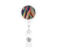Bobine di badge retrattili a righe astratte colorate porta badge resistente porta badge per nome ID clip per ufficio, medico, infermiere, bobina per badge identificativo con clip da cintura
