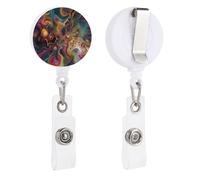 Bobine di badge retrattili con clip a coccodrillo girevole porta badge retrattile clip bobina clip infermiera badge bobina clip colori vivaci e vortici ID badge clip portachiavi per medici in ufficio