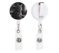 Bobine di badge retrattili con clip a coccodrillo girevole porta badge retrattile clip bobina clip infermiera badge clip gatto seduto sul tavolo ID badge clip portachiavi per medici in ufficio
