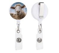 Bobine di badge retrattili con clip a coccodrillo girevole porta badge retrattile clip bobina clip infermiera badge clip pecore vicino ID badge clip portachiavi per medici in ufficio