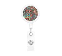 Bobine di badge retrattili con clip e portachiavi, divertenti clip per badge astratto mostro ID porta badge per impiegato, dottore, infermiere