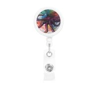Bobine di badge retrattili con clip e portachiavi, divertenti e carine, clip astratte colorate a forma di polipo, porta badge per ufficio, dottore, infermiere