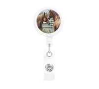 Bobine di badge retrattili con clip e portachiavi, divertenti e carine, clip per badge animali, ricami, cavalli, porta badge per ufficio, dottore, infermiere