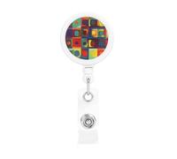 Bobine di badge retrattili con clip e portachiavi, divertenti e carine, clip per badge astratti, quadrati, porta badge per ufficio, dottore, infermiere