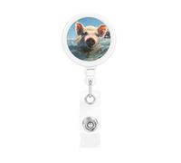 Bobine di badge retrattili con clip e portachiavi, divertenti e carine, clip per badge con maiale, per ufficio, dottore, infermiere