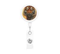 Bobine di badge retrattili con clip e portachiavi, divertenti e carine, clip per badge con tigre che sorge il sole nascente, porta badge per impiegati, dottori, infermieri