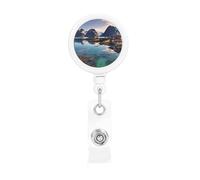 Bobine di badge retrattili con clip e portachiavi, divertenti e carine, clip per badge, Isole Norvegie, porta badge per impiegati, dottori, infermieri