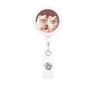 Bobine di badge retrattili con clip e portachiavi, divertenti e carine, clip per badge Pomerania e carta d'identità a punto, porta badge per impiegati, dottori, infermieri