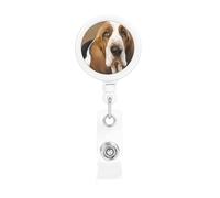 Bobine di badge retrattili con clip e portachiavi, simpatiche clip per badge, basset hound, porta badge per impiegati, dottori, infermieri