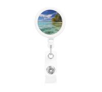 Bobine di badge retrattili con clip e portachiavi, simpatiche clip per badge Laguna Aitutaki, Isole Cook, porta badge per impiegati, dottori, infermieri