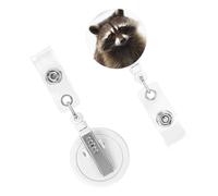 Bobine di badge retrattili Heavy Duty Porta badge con clip Carino Infermiera Badge Reel Nome Clip Decorativo Badge Clip Peloso Raccoon ID Titolari per Ufficio Medico Infermiera