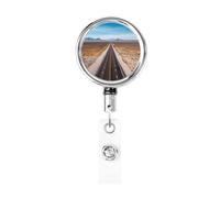 Bobine di badge retrattili in metallo autostrada strada nel deserto porta badge resistente porta badge nome ID clip per ufficio, dottore, infermiera, bobina badge con clip per cintura portachiavi