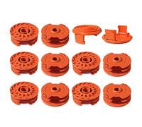 Bobine di ricambio per tagliabordi, compatibili con Worx WA0007 WG116 WG119, bobine di ricambio per bobine di ricambio autoalimentati 0,6 x 4,9 m 0,2 cm, 50019417 (10 bobine, 2 tappi)