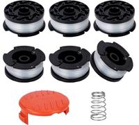 Bobine Filo per Decespugliatore, 6PCS Nylon Rocchetti Filo e Cappuccio di Copertura e Molla per Tagliabordi Black Decker, 1,65mm di Diametro, 9,14M