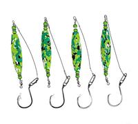 Bobine galleggianti da pesca con filo in acciaio morbido e amo spinato ad alta resistenza, per pesca al gatto, 4 pezzi (verde)