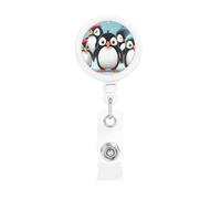 Bobine per badge retrattili con clip e portachiavi, divertenti e carine, con pinguini, porta badge per ufficio, dottore, infermiere