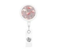 Bobine per badge retrattili con clip e portachiavi, divertenti e carine, motivo fenicottero rosa, porta badge per ufficio, dottore, infermiere