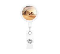 Bobine per badge retrattili con clip e portachiavi, divertenti e carine, piramide egiziana nel deserto, porta badge per ufficio, dottore, infermiere