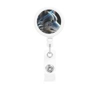 Bobine per badge retrattili con clip e portachiavi, simpatiche clip per badge 3D con lupo, porta badge per ufficio, dottore, infermiere