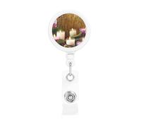 Bobine per badge retrattili con clip e portachiavi, simpatiche clip per badge candele e orchidee porta badge per impiegati, dottori, infermieri