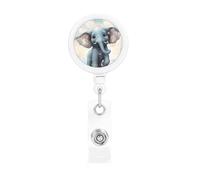 Bobine per badge retrattili con clip e portachiavi, simpatiche clip per badge carino elefante gioca bolle porta badge per impiegato, dottore, infermiere