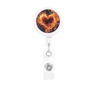 Bobine per badge retrattili con clip e portachiavi, simpatiche clip per badge, fiori di fuoco e cuore, porta badge per ufficio, dottore, infermiere