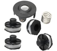 Bobine portafilo per tagliabordi , in nylon, 6 x 9 m di lunghezza, 4bobine + 1 cappuccio di copertura + 1 molla per tagliabordi. Compatibile con Makita Akkusense 18V DUR181、DUR181Z ,DUR181RF.