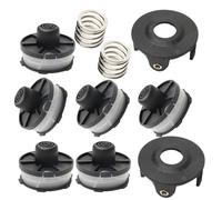 Bobine portafilo per tagliabordi , in nylon, 6 x 9 m di lunghezza, 6bobine + 2 cappuccio di copertura + 2molla per tagliabordi. Compatibile con Makita Akkusense 18V DUR181、DUR181Z ,DUR181RF.