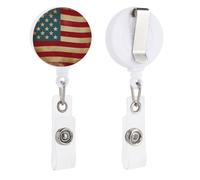 Bobine retrattili per badge con clip girevole, bandiera vintage 4 luglio, porta badge per infermiera, clip con portachiavi, porta badge identificativo per ufficio, clip per badge identificativo carino