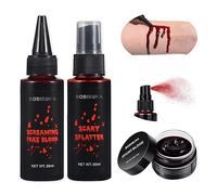 BOBISUKA Halloween Sangue Finto Lavabile 3 Pz: 1 Plasma Coagulato+1 Spray di Sangue Finto+1 Sangue Finto Gocciolante Sicuro per Carnevali, Film, Teatro, Scherzi, Ferite Simulate