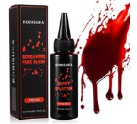 BOBISUKA Halloween Sangue Finto Lavabile 50ml, Sangue Finto Gocciolante Sicuro Realistico per Carnevali, Film, Teatro, Scherzi, Ferite Simulate(Rosso Brillante)