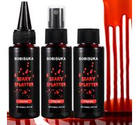 BOBISUKA Halloween Sangue Finto Set di 3, Spray di Sangue Finto Lavabile, Sangue Finto Gocciolante Sicuro Realistico per Carnevali, Film, Teatro, Scherzi, Ferite Simulate
