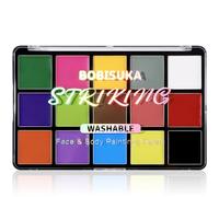 BOBISUKA Pittura per Viso 15 Colori Lavabile, Sicuro Body Painting Colori per Trucco Halloween, Mardi Gras, Baby Belly Paint, Trucco da Party