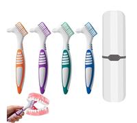 BOBITALK 4 spazzole per denti di protesi con 1 scatola per spazzolino da viaggio, spazzola per protesi in blu, verde, viola, arancione, spazzolino da denti per protesi e parentesi graffe