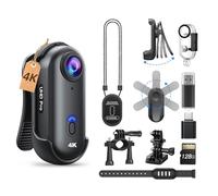 BOBLOV W4 - Mini fotocamera 4K, 128 G, con custodia impermeabile, clip magnetica e accessori a montaggio rapido, 96 minuti per la registrazione, facile da usare per lezioni, viaggi e attività