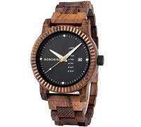 BOBO BIRD Orologio analogico al quarzo da uomo, in legno, con visualizzazione settimanale, leggero, fatto a mano, orologio da polso per uomo, nero, Medium, Alla moda
