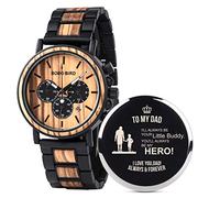 BOBO BIRD - Orologio da polso da uomo, con incisione personalizzata, in legno e acciaio inox, stile casual, al quarzo, da uomo, famiglia e amici B-For Dad From Fon