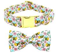 Bobo Rainbow Collare per cani con papillon-Bee Collare per cani regolabile carino collare per animali domestici morbido confortevole collare per cani primavera collare per cuccioli di fiore rosa