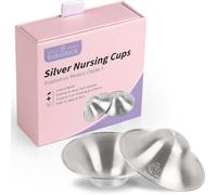 Boboduck The Original Silver Nursing Cups - Scudi per capezzoli per allattamento, essenziali per l'allattamento al seno, indispensabili per lenire e proteggere i capezzoli da allattamento, argento 925
