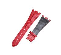 BoBoHome 28mm Bracciale Leggero Pelle Genuina Resistente All'Acqua Resistente Al Sudore Cinturino Orologio Atletico per AUDEMARSPIGUET ROYAL OAK OFFSHORE-Rosso
