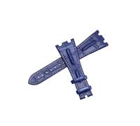 BoBoHome 28mm Bracciale Leggero Pelle Genuina Resistente All'Acqua Resistente Al Sudore Cinturino Orologio Atletico per AUDEMARSPIGUET ROYAL OAK OFFSHORE-Blu + Bianco