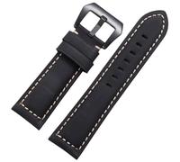 BoBoHome Cinturini in Pelle Retrò Artigianale Cinturini con Fibbia in Acciaio Inox Satinato 20mm 22mm 24mm 26mm per PANERAI PAM111 441-Nero 24mm