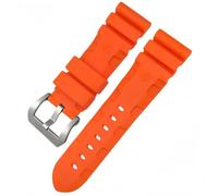BoBoHome Impermeabile Silicone Orologio Cinturino Orologio Ricambio Accessori Regolabile Gomma Cinturino per PA-NE-RAI PAM351 PAM111 PAM380-Arancione + Argento Fibbia 24mm
