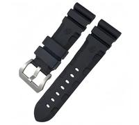 BoBoHome Impermeabile Silicone Orologio Cinturino Orologio Ricambio Accessori Regolabile Gomma Cinturino per PA-NE-RAI PAM351 PAM111 PAM380-Nero + Argento Fibbia 24mm