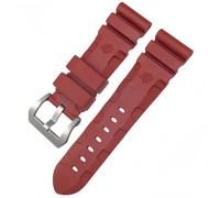 BoBoHome Impermeabile Silicone Orologio Cinturino Orologio Ricambio Accessori Regolabile Gomma Cinturino per PA-NE-RAI PAM351 PAM111 PAM380-Rosso + Argento Fibbia 24mm