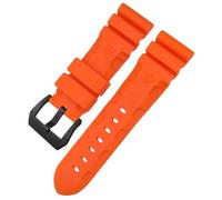 BoBoHome Impermeabile Silicone Orologio Cinturino Orologio Ricambio Accessori Regolabile Gomma Cinturino per PA-NE-RAI PAM351 PAM111 PAM380-Arancione + Nero Fibbia 24mm