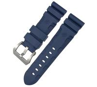 BoBoHome Impermeabile Silicone Orologio Cinturino Orologio Ricambio Accessori Regolabile Gomma Cinturino per PA-NE-RAI PAM351 PAM111 PAM380-Blu + Argento Fibbia 24mm