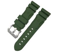 BoBoHome Impermeabile Silicone Orologio Cinturino Orologio Ricambio Accessori Regolabile Gomma Cinturino per PA-NE-RAI PAM351 PAM111 PAM380-Verde + Argento Fibbia 26mm