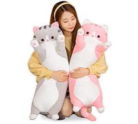 Bobomon Cuscino Peluche Gatto, Peluche di Gatto Lungo Kawaii Gattino Cuscino Morbido Pupazzo Giocattoli Peluche Regalo per Bambini (70cm, Rosa)